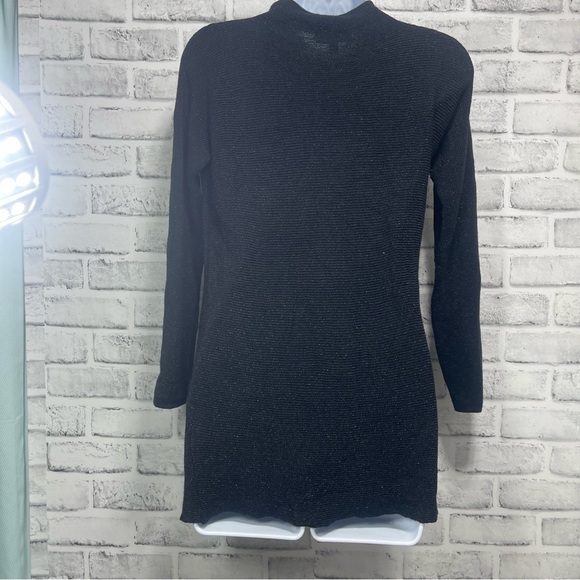 Spense Mock Neck Metallic Thread Raw Hem Top 8 - Picture 2 of 6